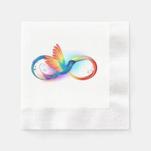 Servilleta De Papel Colibrí arcoíris con símbolo de infinito
