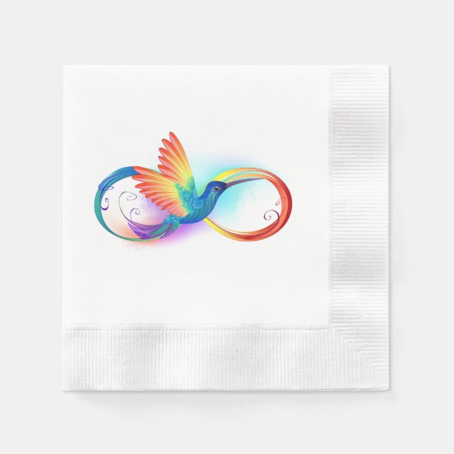 Servilleta De Papel Colibrí arcoiris con símbolo Infinity (Anverso)