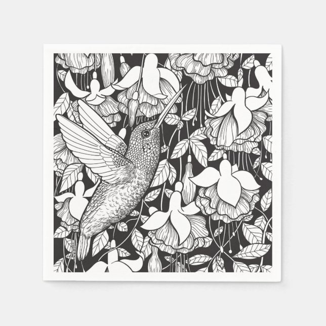 Servilleta De Papel Colibrí y fucsia (Anverso)