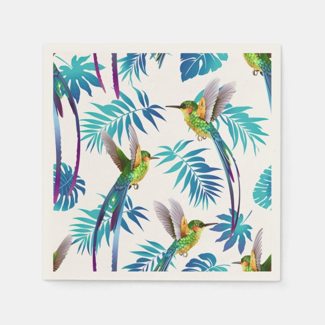 Servilleta De Papel Colibríes de cola larga tropical (Anverso)