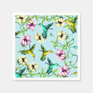 Servilleta De Papel Colibríes y flores de acuarela de los jardines enc