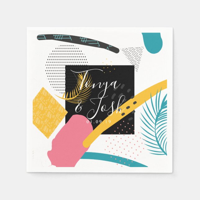 Servilleta De Papel Collage abstracto de Splash de los 90 (Anverso)