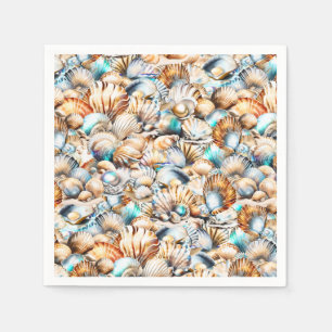 Servilleta De Papel Collage de conchas de caracol diamante chic