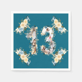 Servilleta De Papel Collage de cumpleaños número 13 de foto verde azul