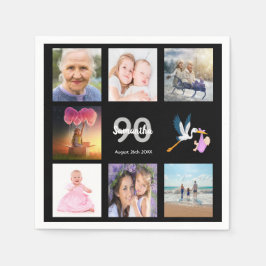 Servilleta De Papel Collage de fotos de la fiesta de cumpleaños 90 neg