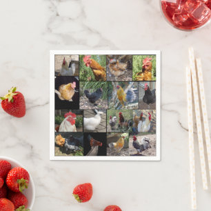 Servilleta De Papel Collage de fotos De Pollos Y Gallos,