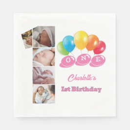 Servilleta De Papel Collage de fotos Número Uno Chica Nombre Primer Cu