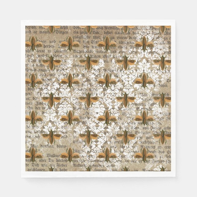 Servilleta De Papel Collage de Moth y Newsprint (Anverso)