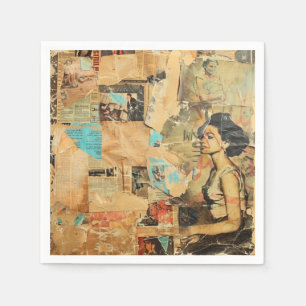 Servilleta De Papel Collage de parches de periódico ruso vintage (8)