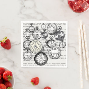 Servilleta De Papel Collage de reloj de bolsillo victoriano Alicia en