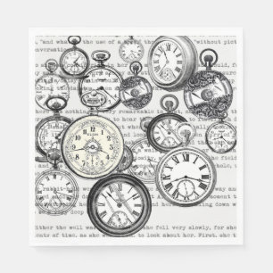 Servilleta De Papel Collage de reloj de bolsillo victoriano Alicia en 
