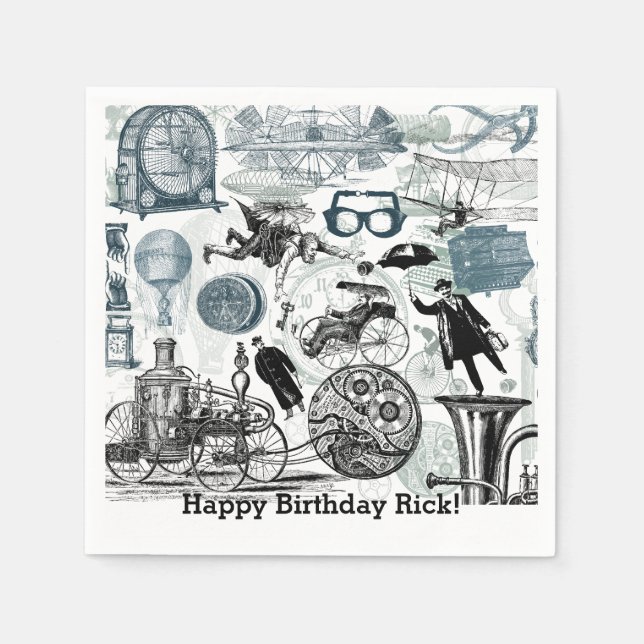 Servilleta De Papel Collage de Steampunk #2 De Artinspired (Anverso)