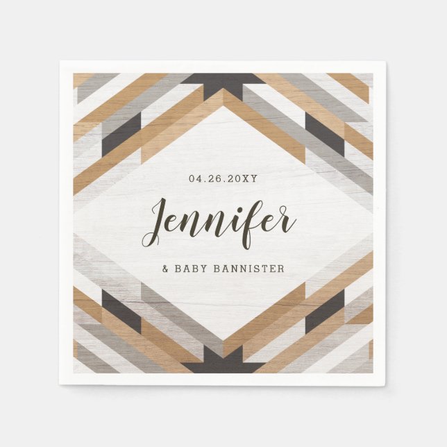 Servilleta De Papel Collage de Woodgrain Personalizado Neutral Fiesta  (Anverso)