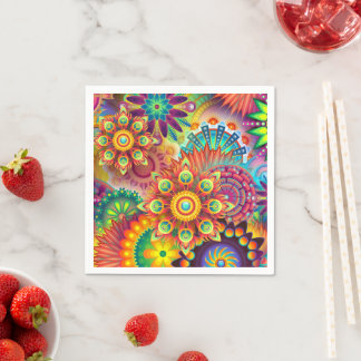 Servilleta De Papel Collage Floral Mandala Psicodélico
