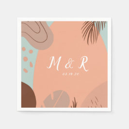 Servilleta De Papel Collage orgánico Monstera Boda Logotipo Tierra Ton