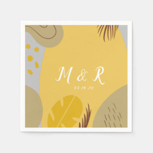 Servilleta De Papel Collage orgánico Monstera Boda Tono terrestre amar