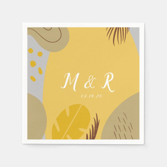 Servilleta De Papel Collage orgánico Monstera Boda Tono terrestre amar (Anverso)