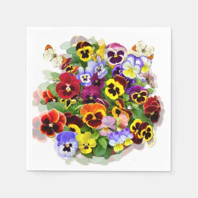 Servilleta De Papel Collage Pansy Beauty con Napkin de mariposas (Anverso)