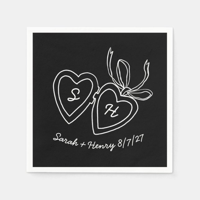 Servilleta De Papel Collar de Corazón Caprichoso Boceto Doodle Moderno (Anverso)