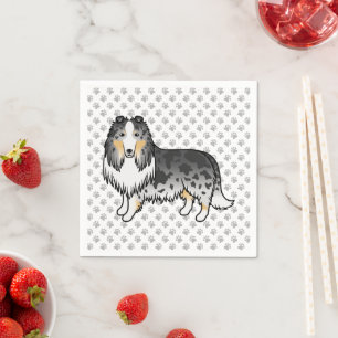 Servilleta De Papel Collie Áspero Blue Merle Perro de Dibujos Animados