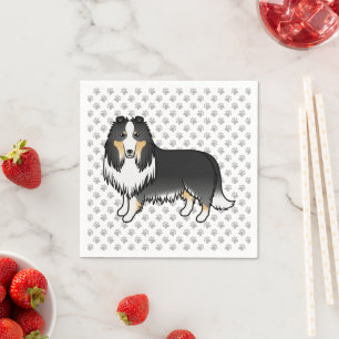 Servilleta De Papel Collie Áspero Tricolor Perro de Dibujos Animados L