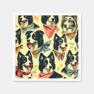 Servilleta De Papel Collie de borde de vintage sin inconvenientes