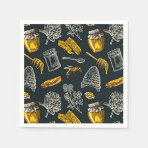Servilleta De Papel Colmena de Abejas de Miel Oscura Vintage Natural R