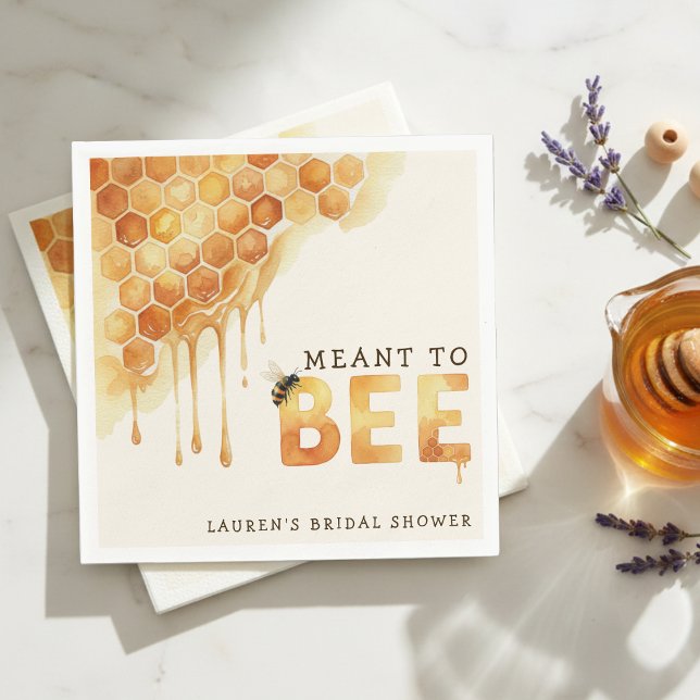 Servilleta De Papel Colmena de miel de abeja para despedida de soltera (Meant to Bee Honeycomb Watercolor Bridal Shower Napkins
)