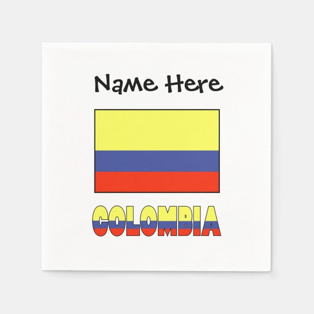 Servilleta De Papel Colombia y la bandera colombiana personalizada (Anverso)