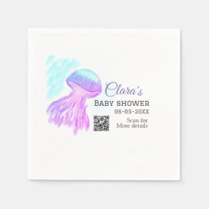 Servilleta De Papel Color azul morado acuarela jellyfish pastel showe