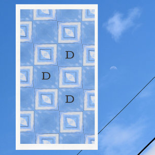 Servilleta De Papel Color azul y blanco con las iniciales