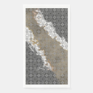 Servilleta De Papel Color blanco abstracto, gris, bronce, patrón de c