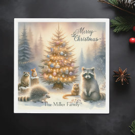 Servilleta De Papel Color de agua de maderas navideñas personalizadas,