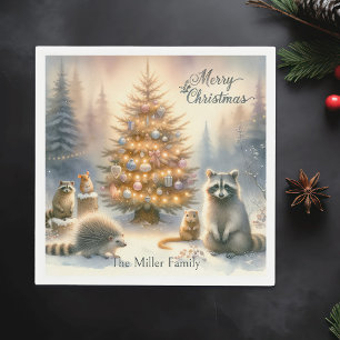 Servilleta De Papel Color de agua de maderas navideñas personalizadas,