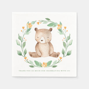 Servilleta De Papel Color de agua dulce Bear Woodland Baby Shower