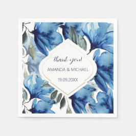 Servilleta De Papel Color de agua moderno Floral azul índigo