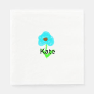 Servilleta De Papel Color de agua verde azul añadir tu nombre personal