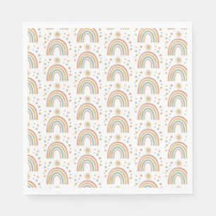 Servilleta De Papel Color de la tierra retro Patrón de sol arcoiris