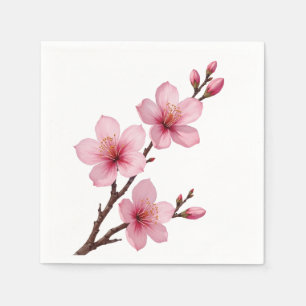 Servilleta De Papel Color del agua Flores de cerezo Blanco rosa