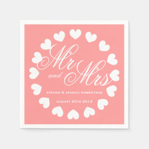 Servilleta De Papel Color rosa y blanco Sr. Sra. bodas