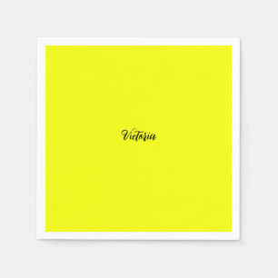 Servilleta De Papel Color sólido amarillo nombre de neón o texto de el