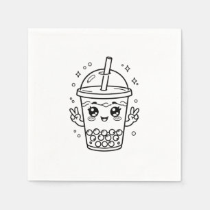 Servilleta De Papel Colorear té de boba kawaii