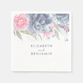 Servilleta De Papel Colores de agua azul y rosa y azul turbio