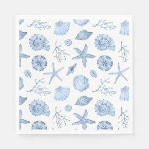 Servilleta De Papel Colores de agua de las conchas azules