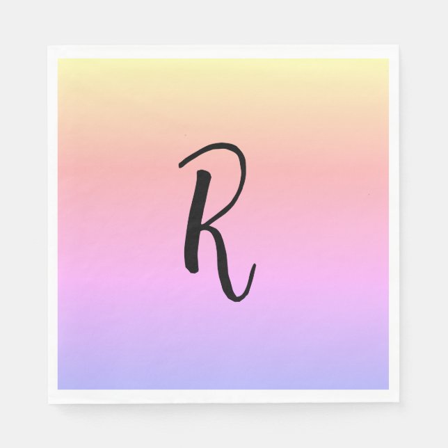 Servilleta De Papel Colores del arcoiris monograma Personalizados (Anverso)
