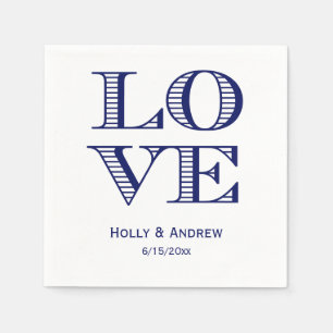 Servilleta De Papel Colores DIY: Alfabeto de AMOR Cuadrado Blanco Azul