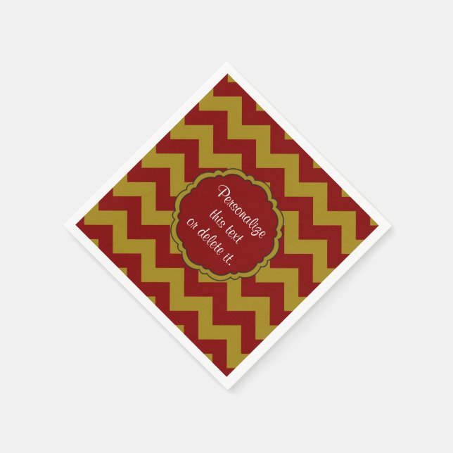 Servilleta De Papel Colores-Escuela-Chevron, Maroon-Gold- (Borde)