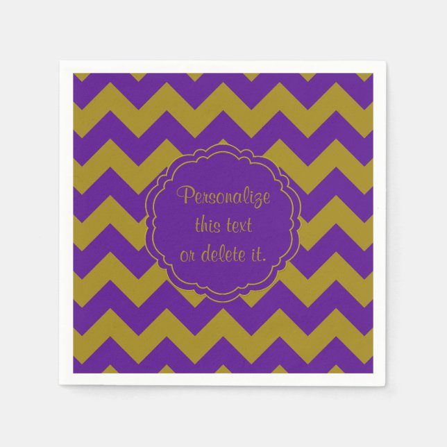 Servilleta De Papel Colores-Escuela-Chevron, Purple-Gold- (Anverso)