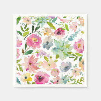 Servilleta De Papel Colores Florales de Primavera Feliz Celebración Mu