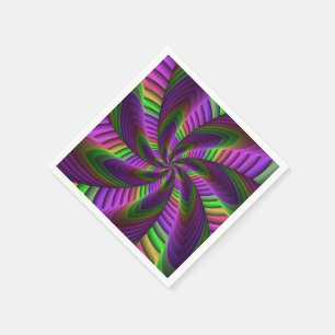 Servilleta De Papel Colores Neon Flash Crazy Colorous Patrón Fractal